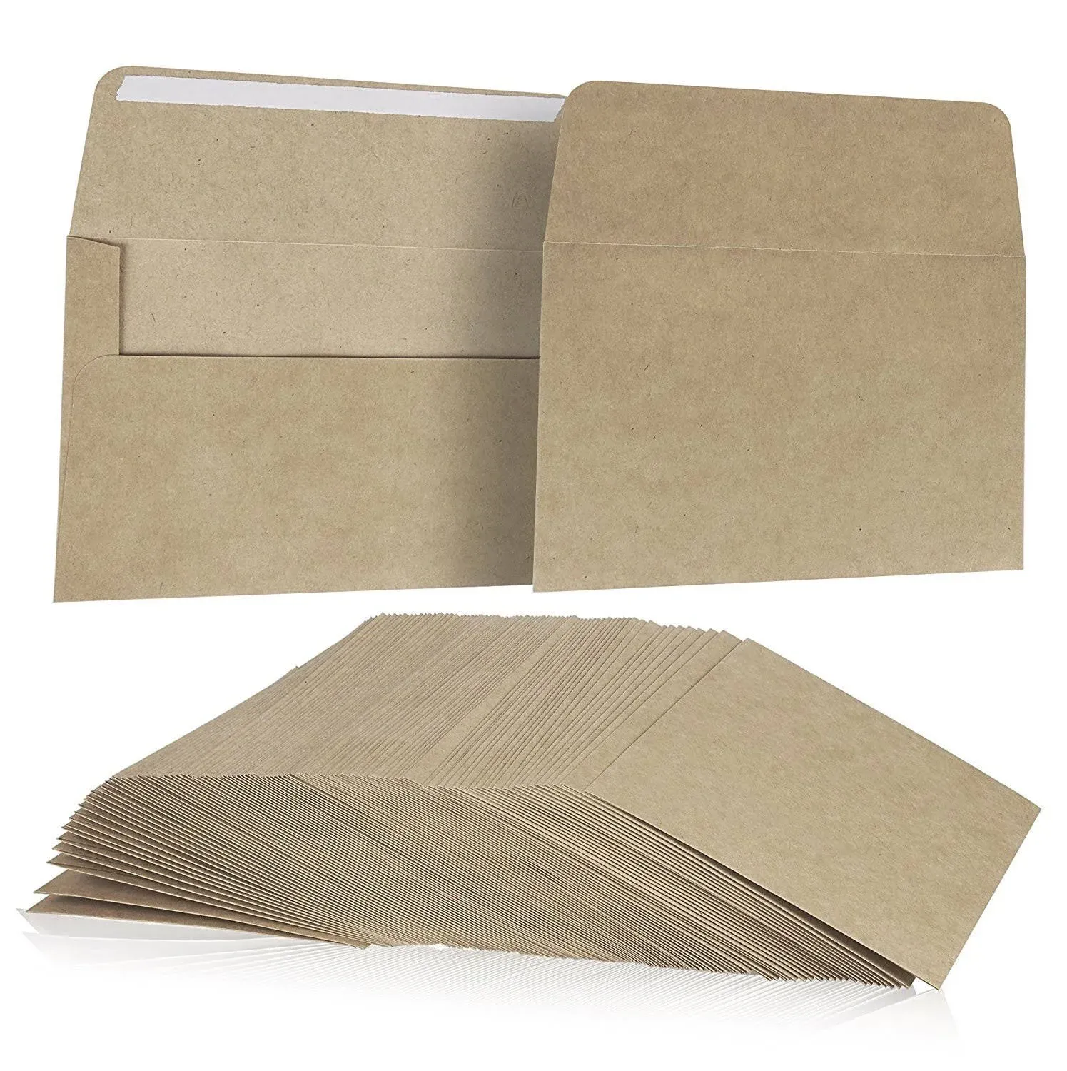 Juvale 100 Pack A7 Brown Envelopes for 5x7 Cards, Wedding Invitations, Birthday, Graduation, Self-Adhesive Flap for Mailing, 5.25 x 7.25 in