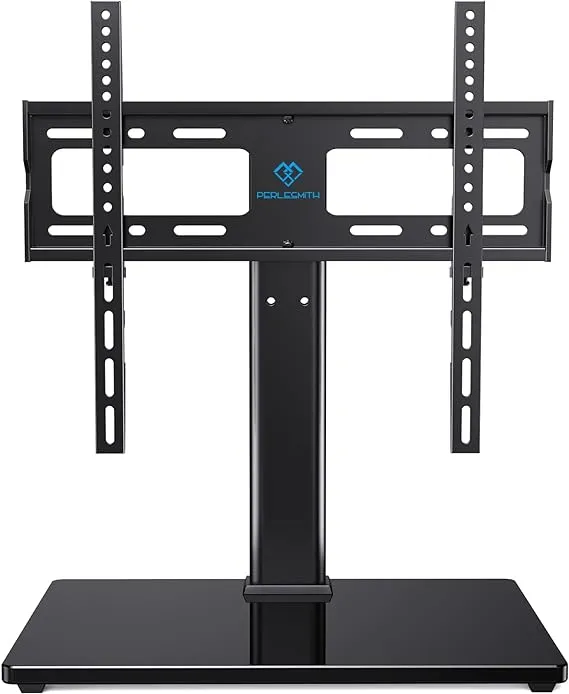 PERLESMITH Universeller TV-Ständer für 81,3 bis 61 Zoll (81,3 bis 61 Zoll) LCD-, LED-OLED-4K-Flachbildfernseher, höhenverstellbare TV-Halterung mit Sockel aus gehärtetem Glas, VESA 400 x 400 mm, hält