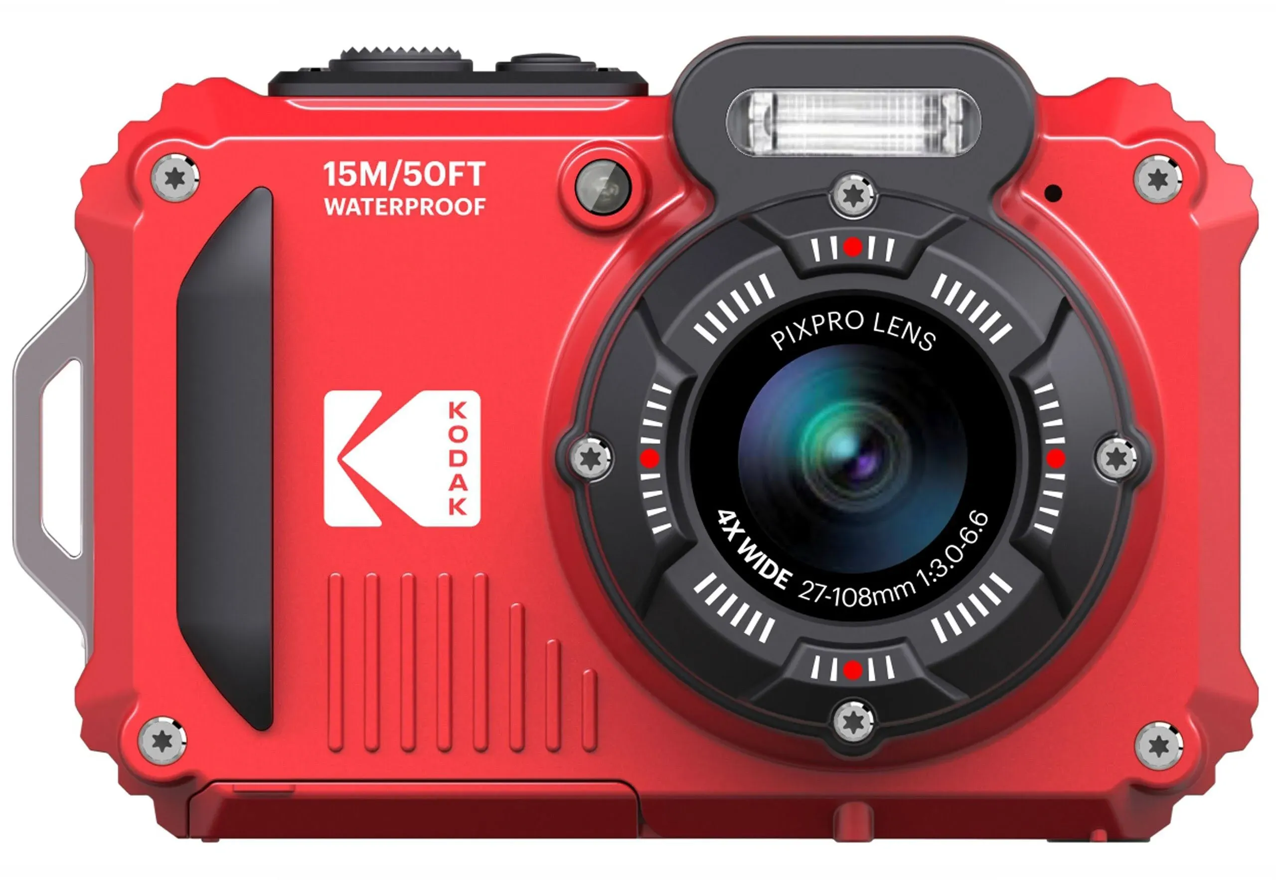 KODAK PIXPRO WPZ2 견고한 방수 디지털 카메라 16MP 4배 광학 줌 2.7" LCD Full HD 비디오, 빨간색