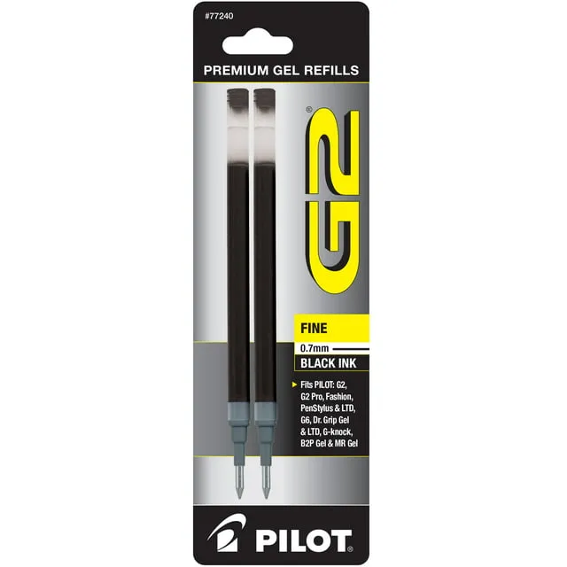 Pilot® Refill for Pilot B2P, Dr Grip, G2, G6, MR Metropolitan, Precise BeGreen and Q7 Gel Pens, Fine Tip, Black Ink, 2/Pack ;