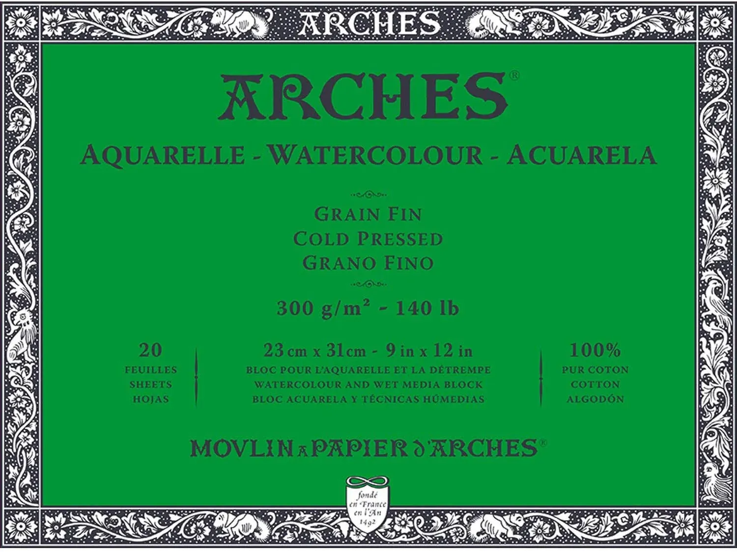 Arches 140 lb. Watercolor Block, Cold-Pressed, 9" x 12"