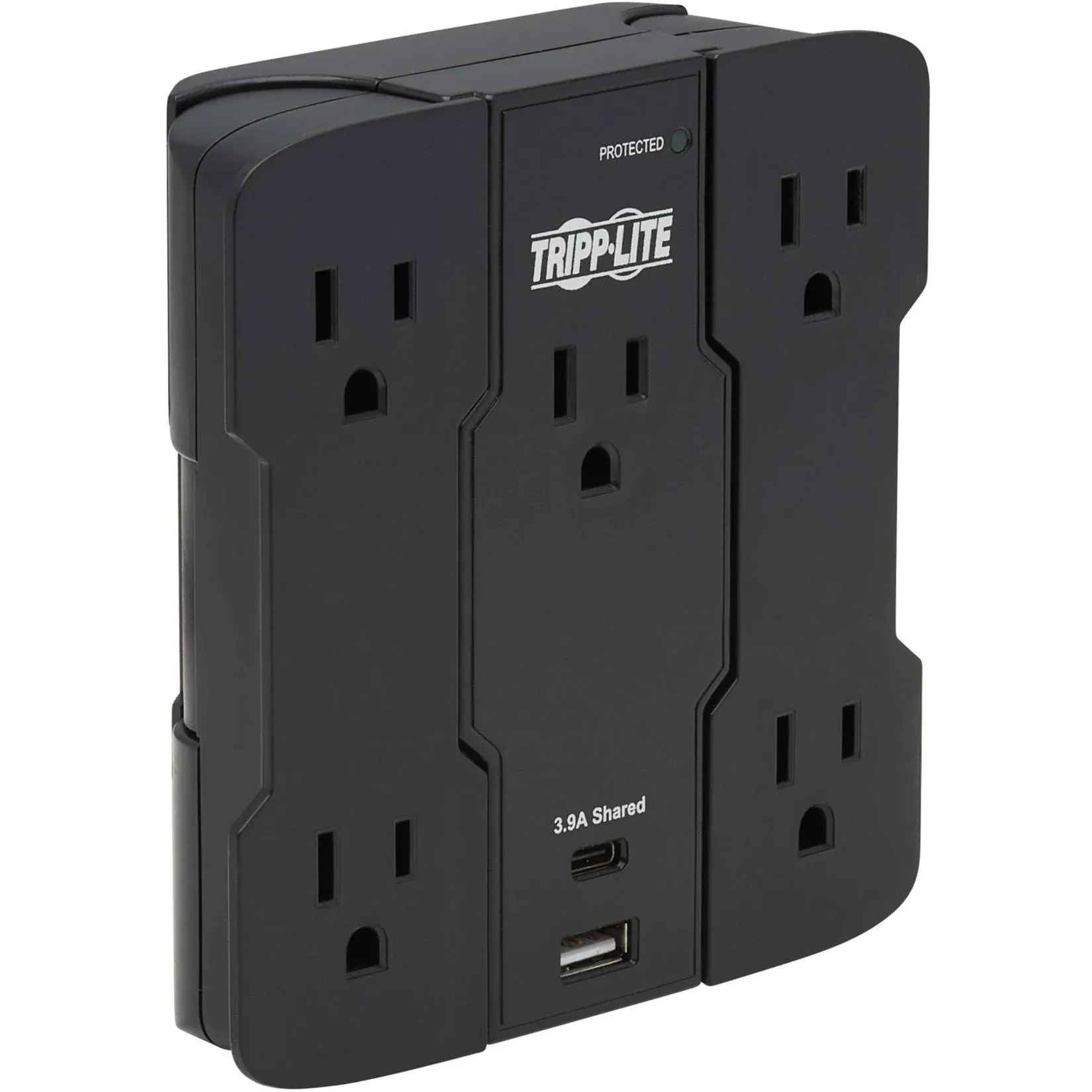 Tripp Lite Wall Surge Protector Power Strip Multi Outlet Extender, 5-Outlets & USB-A/USB-C Ports, 5-15P Direct Plug, 1050 Joules, 1875 Watts - & Dollar 25,000 Insurance (SK5BUCAM)