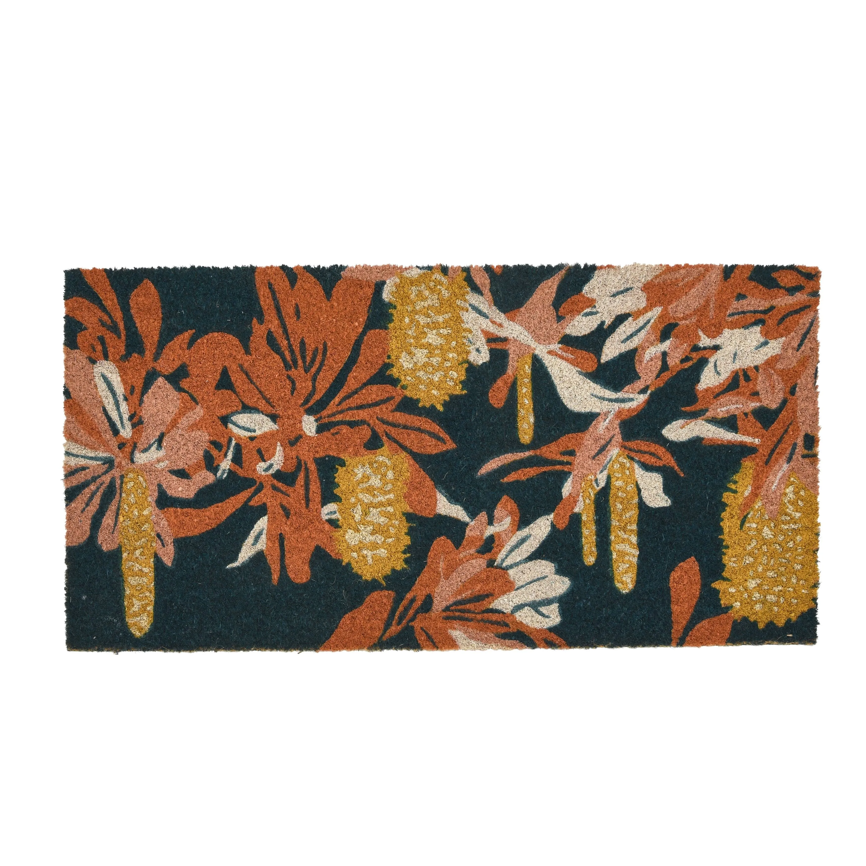 Creative Co-op Natural Coir Floral Print, Multicolor Doormat