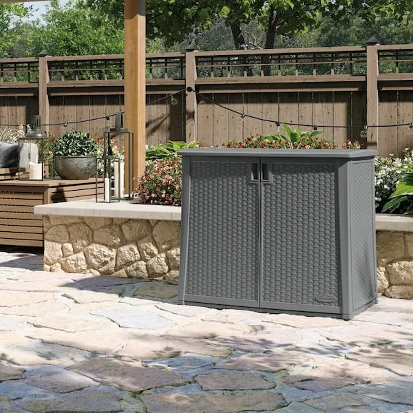 Suncast 4 ft. x 2 ft. Resin Standard Modern 2-Door Cabinet with Floor Kit
