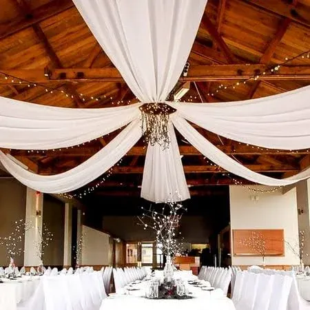 6 Panels White Ceiling Drapes for Wedding Ceiling Drapes 5ftx10ft Wedding Arch Draping Fabric Sheer Curtains Voile Chiffon Drapery Draping Wedding Ceiling Decorations for Party Ceremony Stage Swag