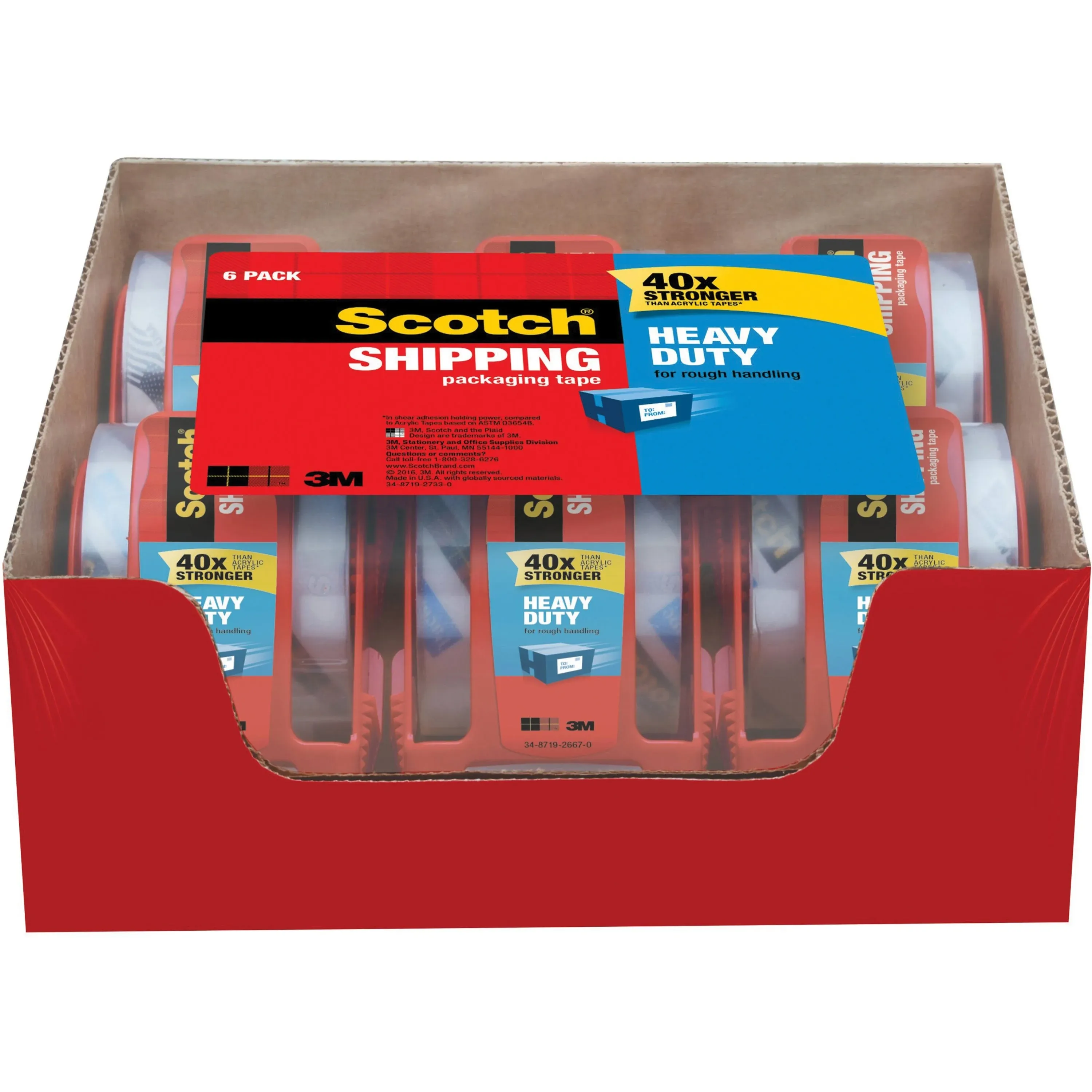 3M Scotch Heavy-Duty Shipping Packaging Tape with Dispenser