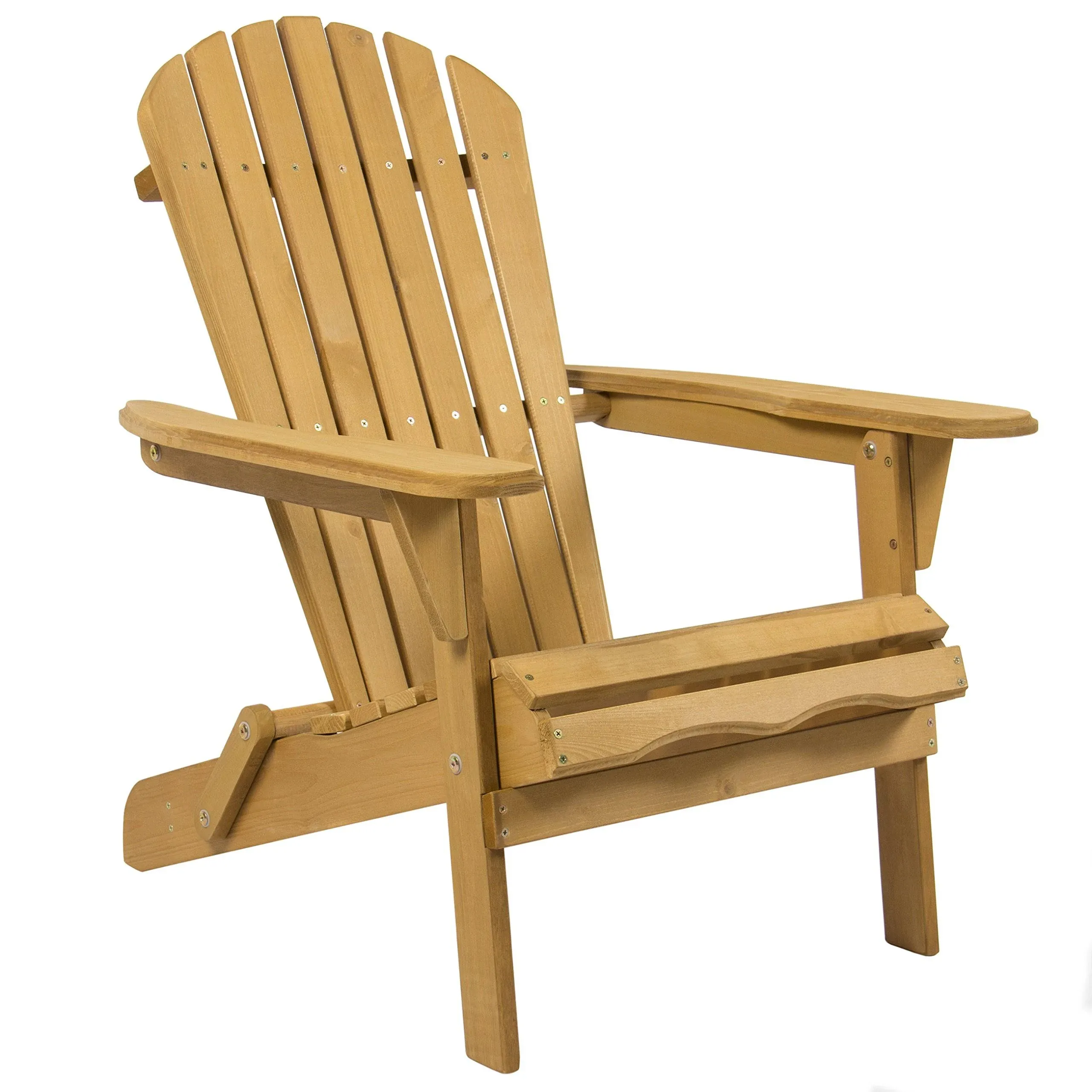 Best Choice Products Outdoor Foldable Wooden Adirondack Chair, Natural