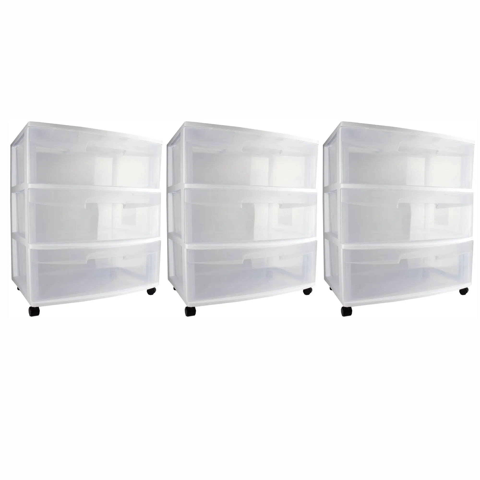Sterilite 3 Drawer Wide Cart