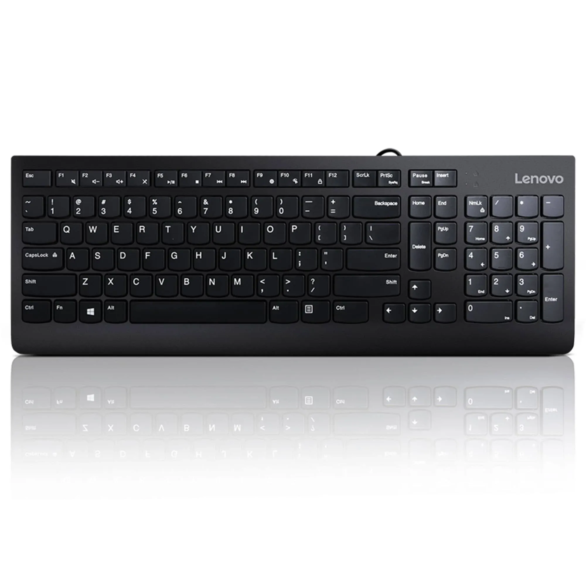 Lenovo 300 USB Keyboard, Wired, Adjustable Tilt, Ergonomic, Windows 7/8/10, GX30M39655, Black