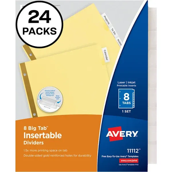 Avery 8-Tab Dividers Insertable Big
