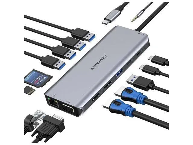 USB C Docking Station Dual Monitor for Dell HP Lenovo Surface Laptop