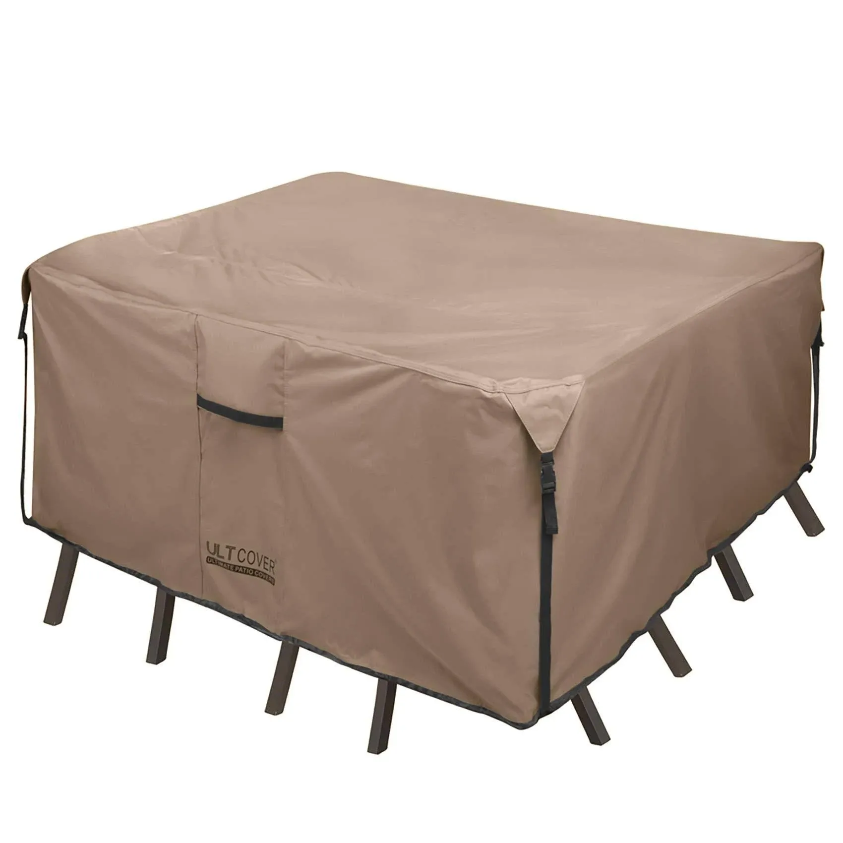 ULTCOVER Rectangular Patio Heavy Duty Table Cover 600D Tough Canvas Waterproof Outdoor Dining Table & Chairs General Purpose Furniture Cover Size
