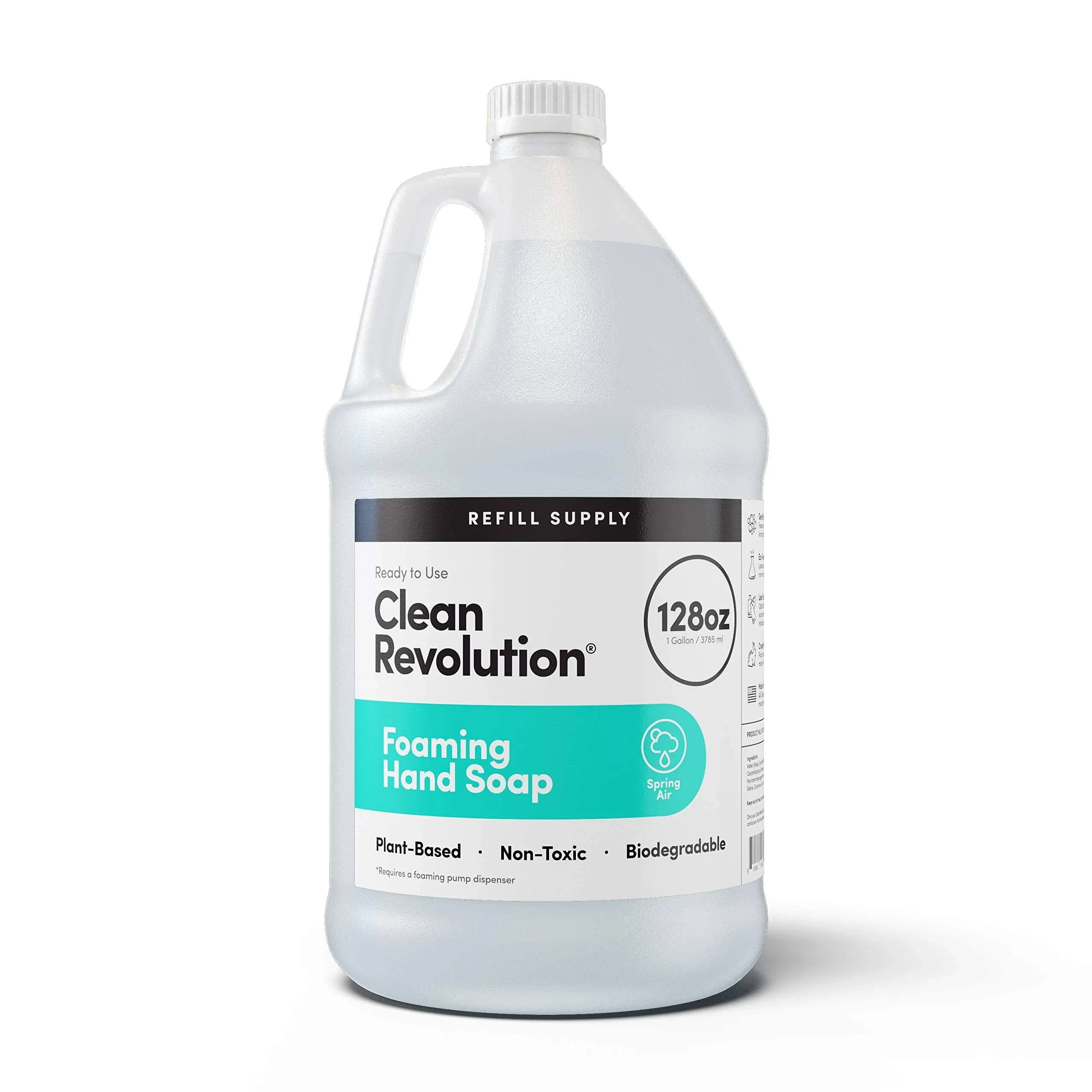 Clean Revolution Foaming Hand Soap Refill Supply Container. Ready to Use Formula. Spring Air Fragrance, 128 fl. oz