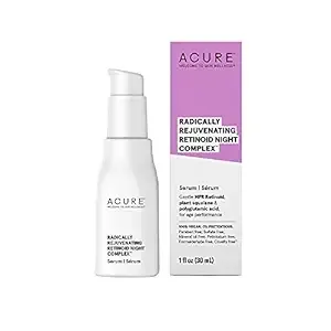 Acure Radically Rejuvenating Retinoid Overnight Complex, 100% Vegan for Age Performance with Polyglutamic Acid & Plant Squalane, Smoothes Complexion & Fights Wrinkles