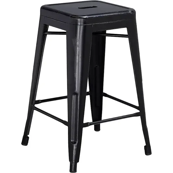 Flash Furniture High Backless Distressed Metal Indoor Outdoor Stool ET-BT3503
