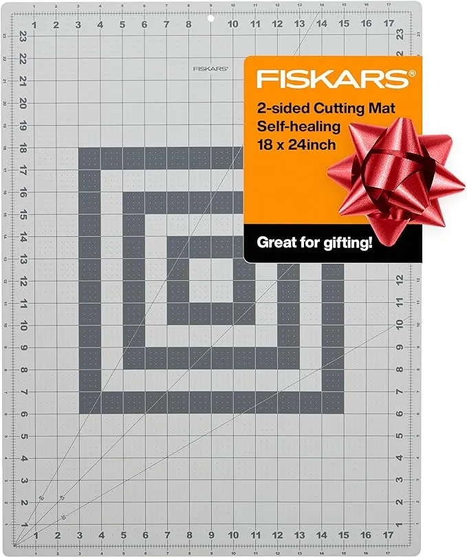 Fiskars Self Healing Cutting Mat for Crafts and Sewing - 18" x 24" Rotary Fabric Cutting Craft Mat with Ruler Grid - Craft Supplies - Gray