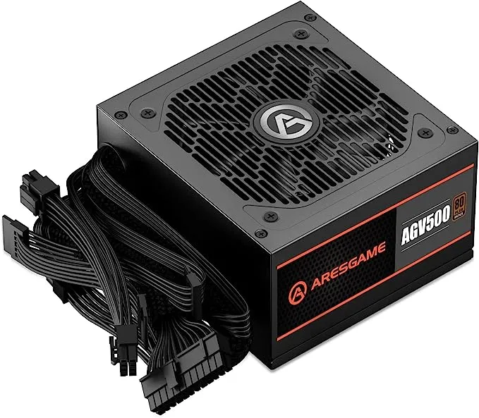 ARESGAME Fonte de alimentação AGV Series 500W, certificação bronze 80 Plus, fonte de alimentação não modular, garantia de 5 anos