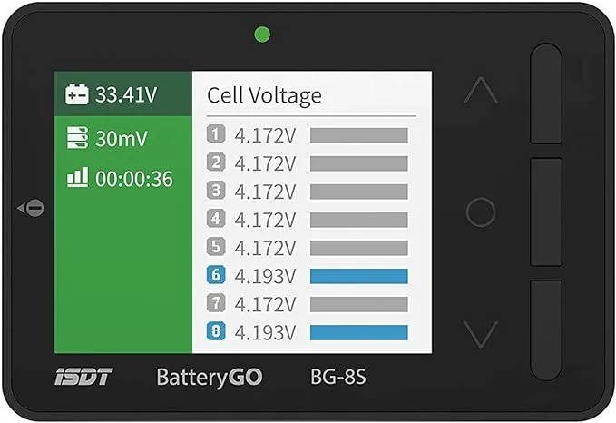 ISDT BattGo BG-8S Battery Meter,LCD Display Digital Battery Capacity Checker Battery Balancer Battery Tester for LiPo/Life/ Li-ion/NiMH/Nicd