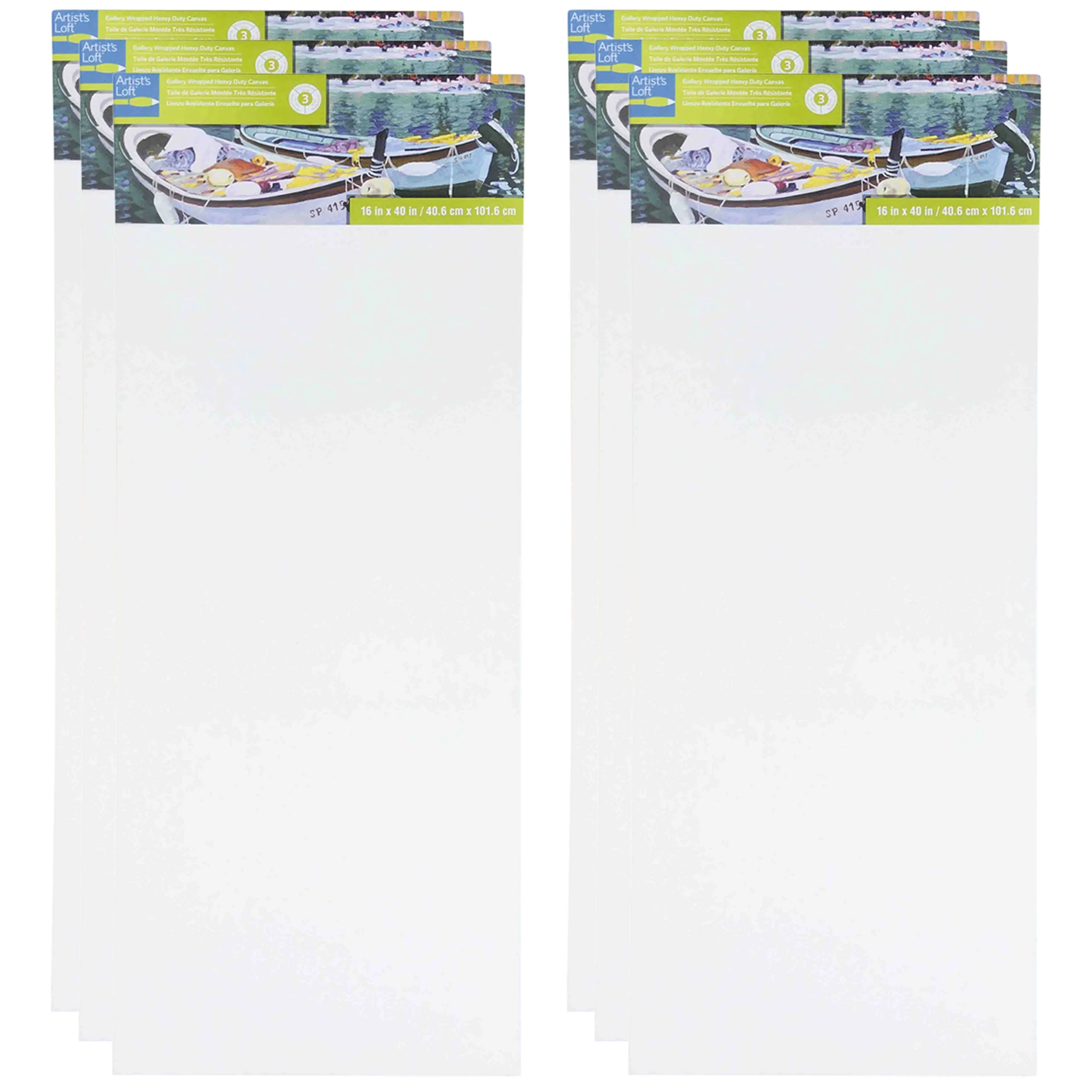 6 Pack: Level 3 Gallery Wrapped Heavy Duty Canvas by Artist's Loft in White | 16" x 40" | Michaels