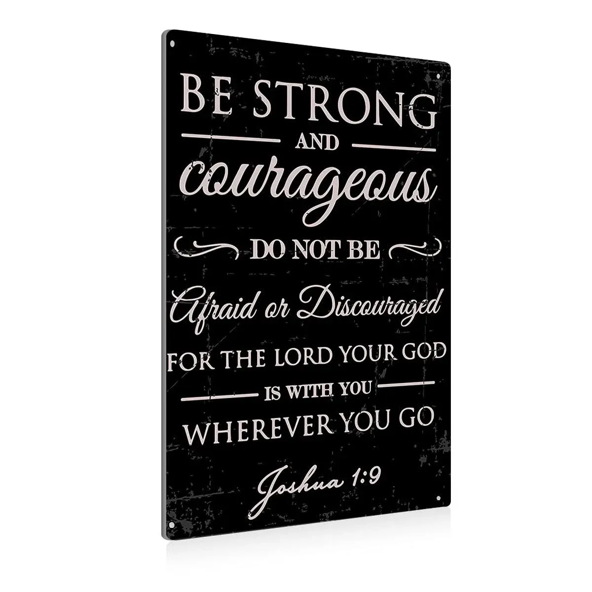 Beastzheng Vintage Be Strong and Courageous Metal Tin Sign Wall Bible Verse Art ...