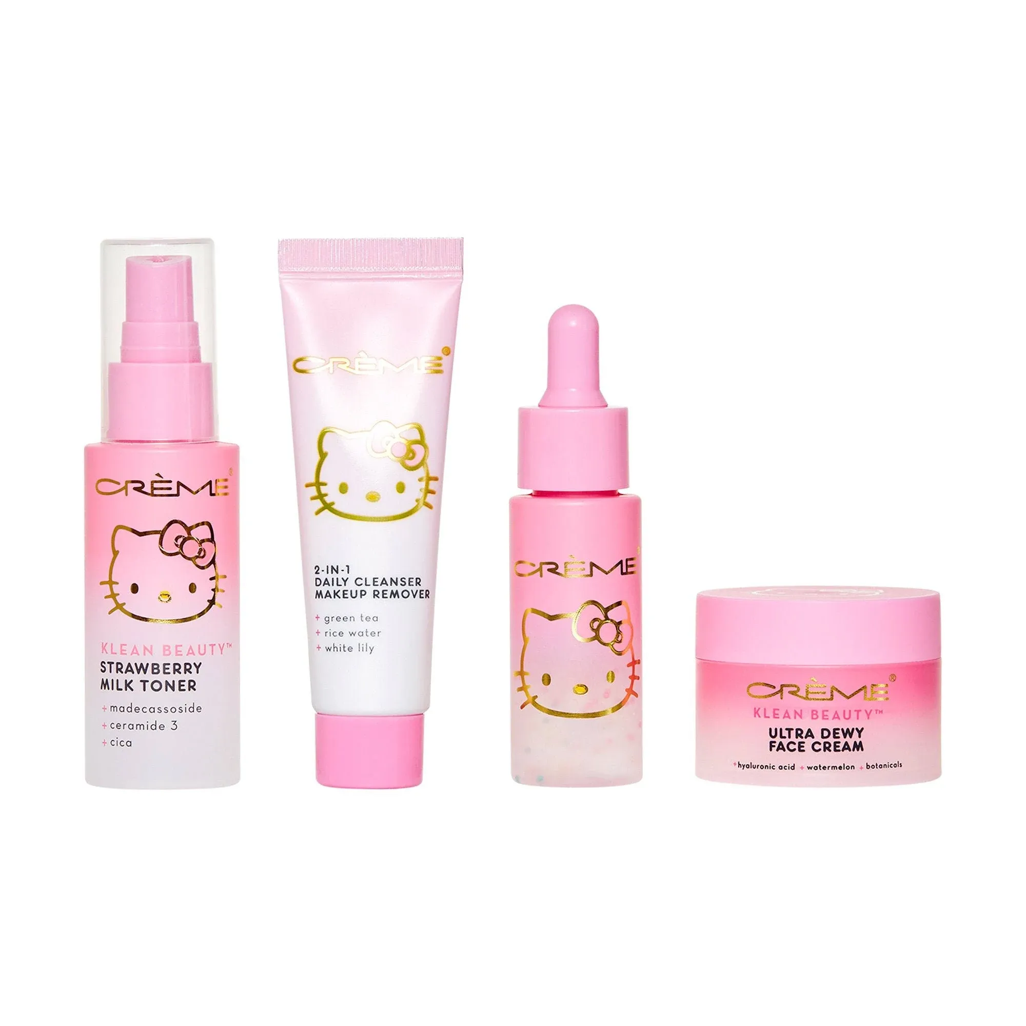 THE CRÈME SHOP X HELLO KITTY SKINCARE ESSENTIALS - KLEAN BEAUTY™ 4PC TRAVEL BAG SET
