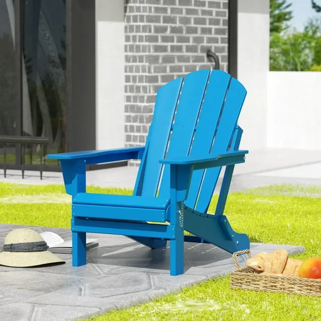 WestinTrends Outdoor Patio Folding Poly Adirondack Chair Pacific Blue