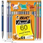 Bic Mechanical Pencil Variety Pack, Assorted #2 Black Lead Sizes, Assorted Barrel Colors, 60/Pack