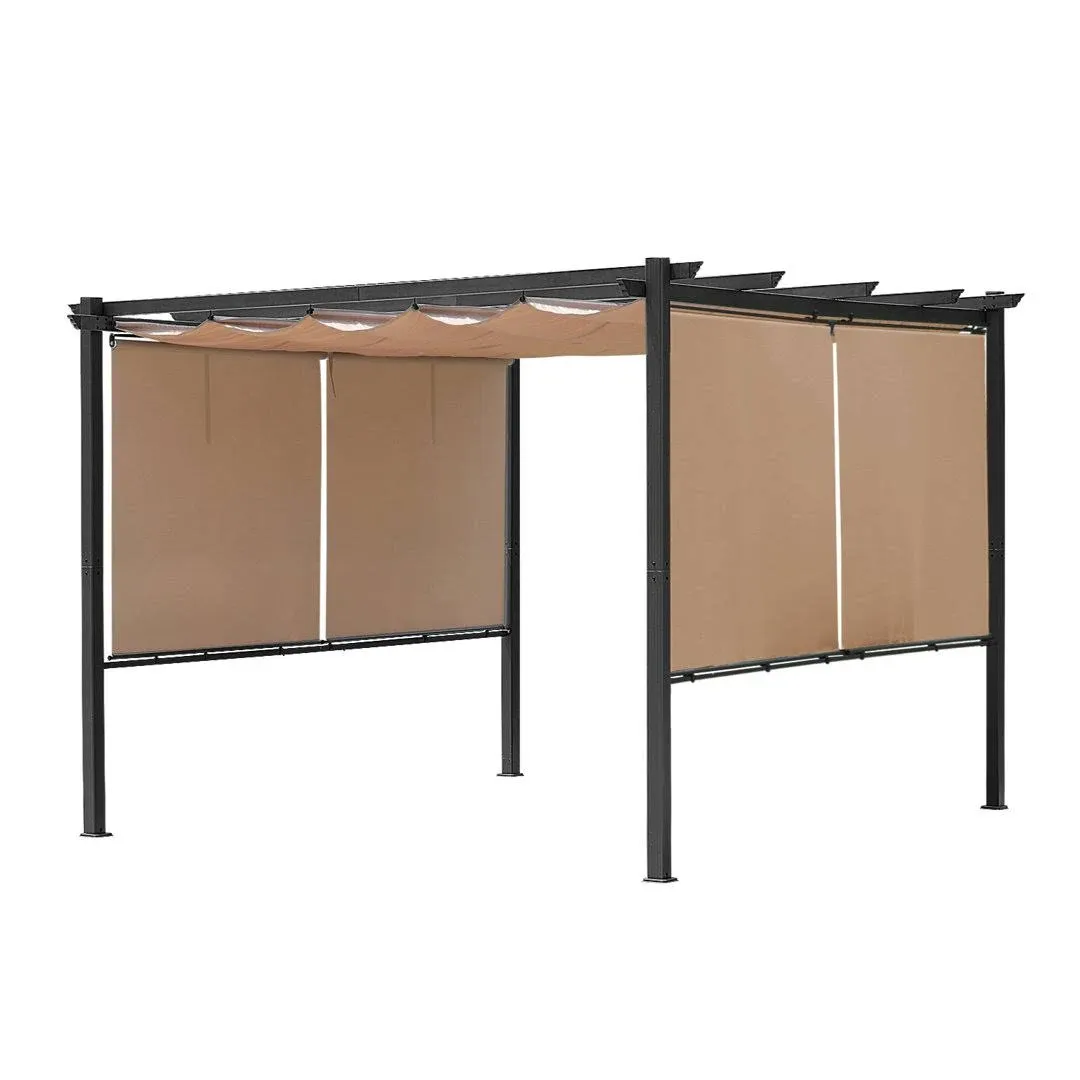 Aoodor Outdoor Pergola with Retractable Shade Canopy