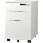 Metal 3 Drawer Mobile File Cabinet with Lock | DEVAISE, White