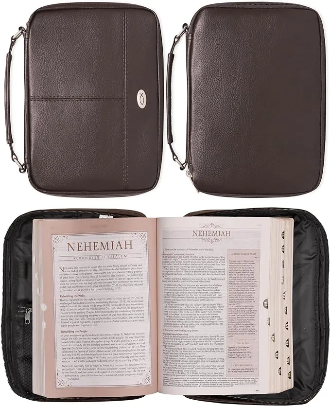 Two-Fold LuxLeather Bible Cover Organizer, Black, XL