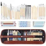 TEMONTIAN Pottery Tool Kit,Clay Sculpting Tools,43 Pcs Double Sided Pottery Wheel Tools for Adults,Pottery Carving Tools,Pottery Kiln Tools at Home,Ceramics Tools Set with Carrying Case Bag and Apron