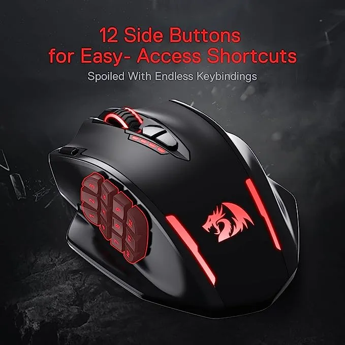 Redragon M913 Impact Elite Wireless Gaming Mouse, 16000 dpi Wired/Wireless RGB Gamer Mouse with 16 Programmable Buttons, 45 HR Battery and Pro