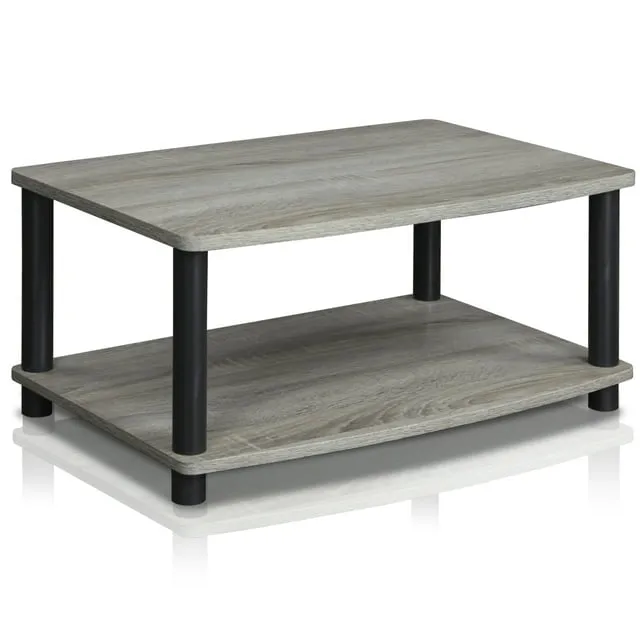 Furinno Turn-N-Tube 2-Tier Elevated TV Stand, Oak Grey/Black