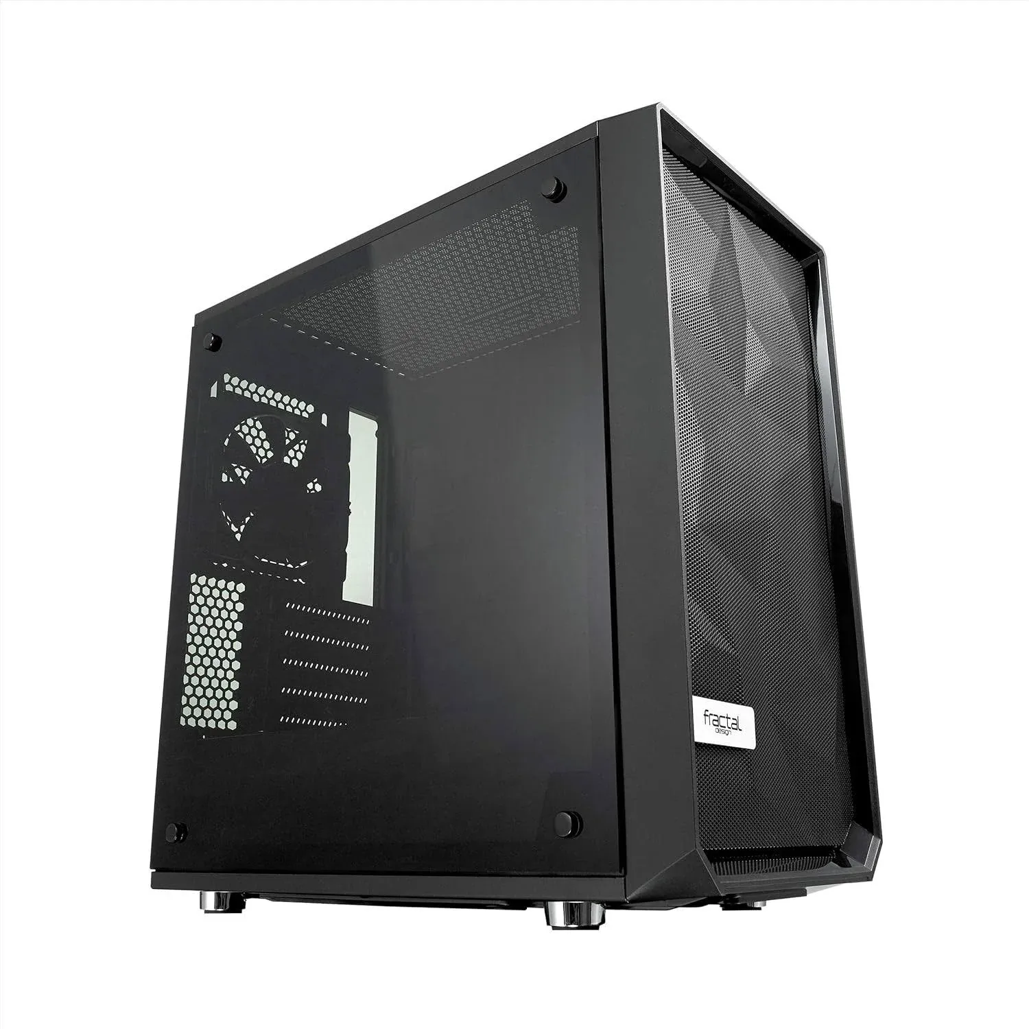 Fractal Design Meshify C Mini -Compact Mini Tower Computer Case -mATX Layout -Airflow/Cooling -2X Fans Included -PSU Shroud -Modular Interior -Water-Cooling Ready -USB3.0 -Tempered Glass -Blackout