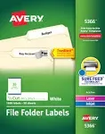 Avery Permanent File Folder Labels TrueBlock Laser/Inkjet White 1500/Box