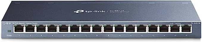 Aigean 16-Port Network Switch - Desk or Rack Mountable - 100-240VAC - 50/60Hz (NS-16)