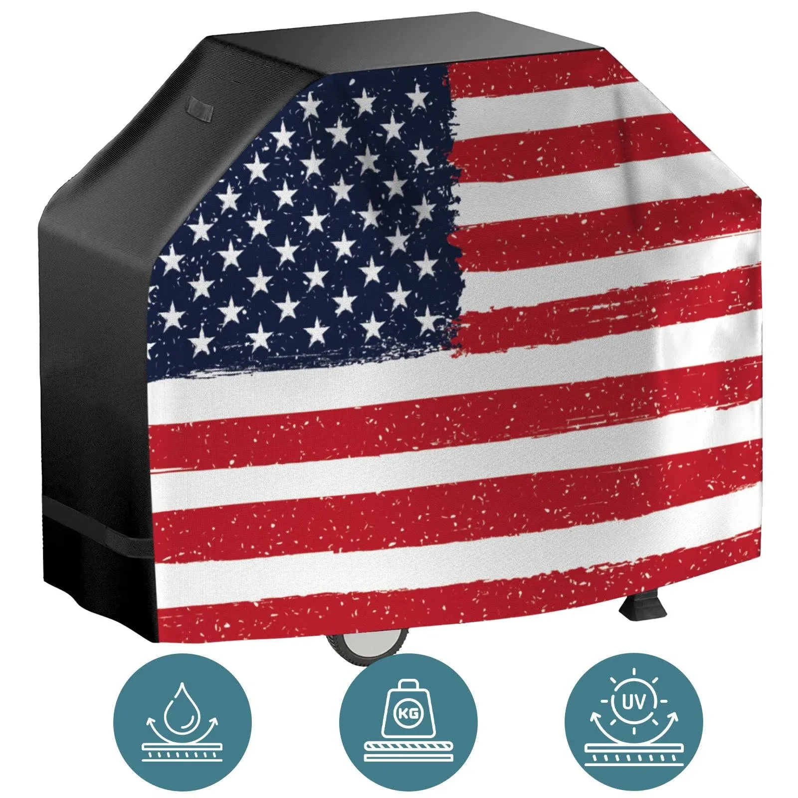Grill Cover for Outdoor Grill, BBQ Grill Cover, Grill Cover 72 Inch, Waterproof Barbecue Gas Grill Cover, Small to Large Durable and Convenient Heavy Duty Universal Grill Covers - US Flag 72 Inches