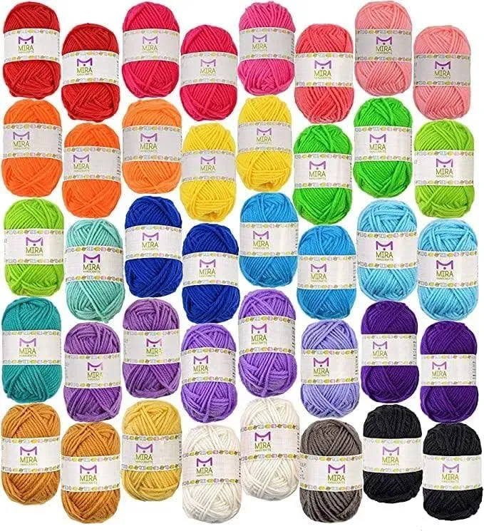 Knitting & Crochet 40 Acrylic Yarn Skeins Assorted Colors Huge Mixed
