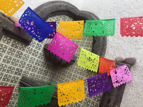 Mexican Fiesta Decorations (5 Pack) 46 Feet Mexican Papel Picado Banner Paper Papel Picado Mexicano Tissue Paper Garland Paper Garland Decorations Mexican Fiesta Party Decorations