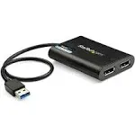 StarTech.com USB 3.0 to Dual DisplayPort Adapter 4K 60Hz, DisplayLink Certified, Video Converter with External Graphics Card - Mac & PC (USB32DP24K60), Black