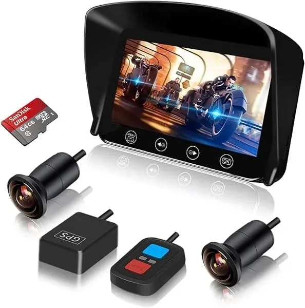 VSYSTO F4.5X+ Motorcycle Dashboard Camera Recorder 4.5'' LCD Waterproof with ...