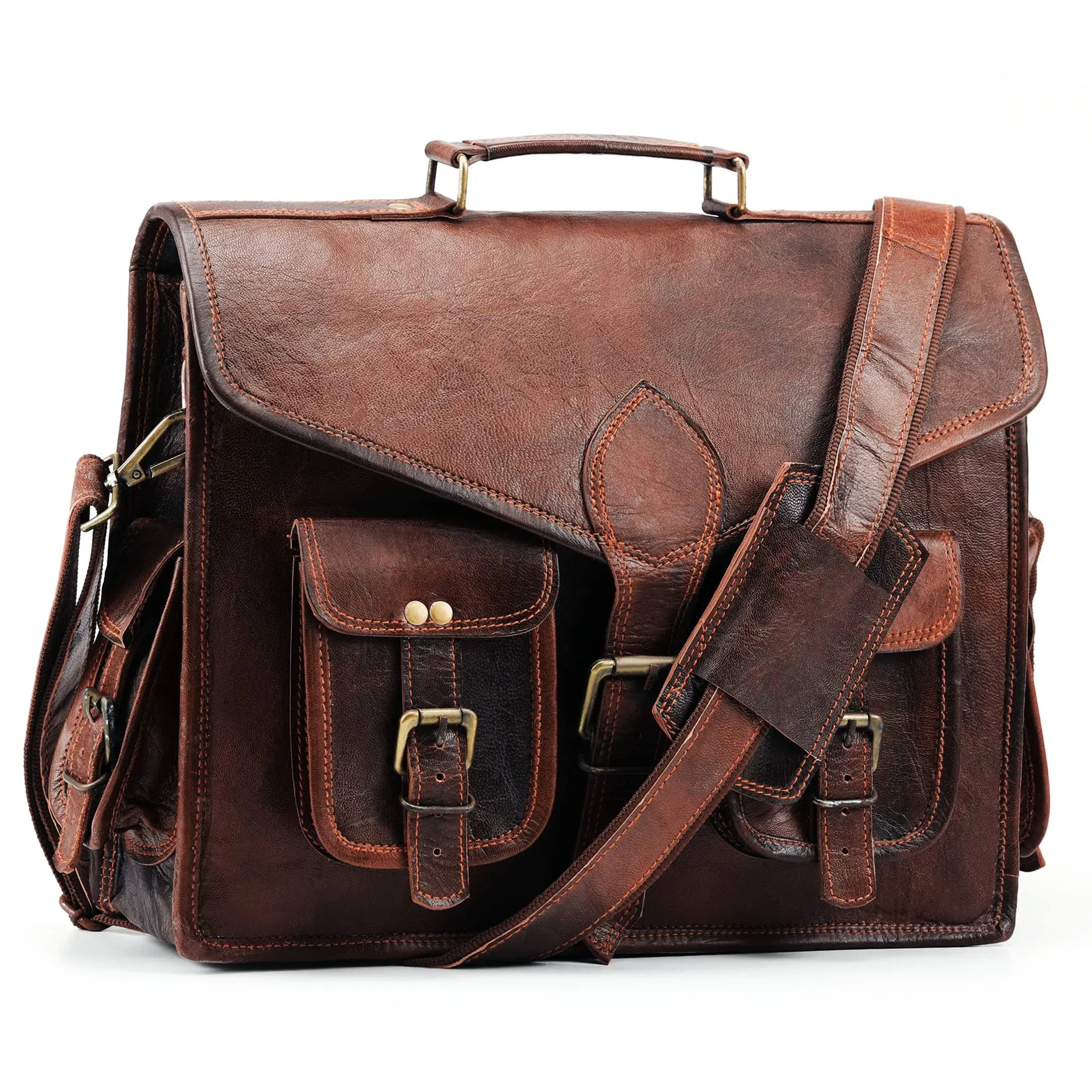 Handmade World Brown Men's High-Quality Leather Messenger 15" Laptop Bag