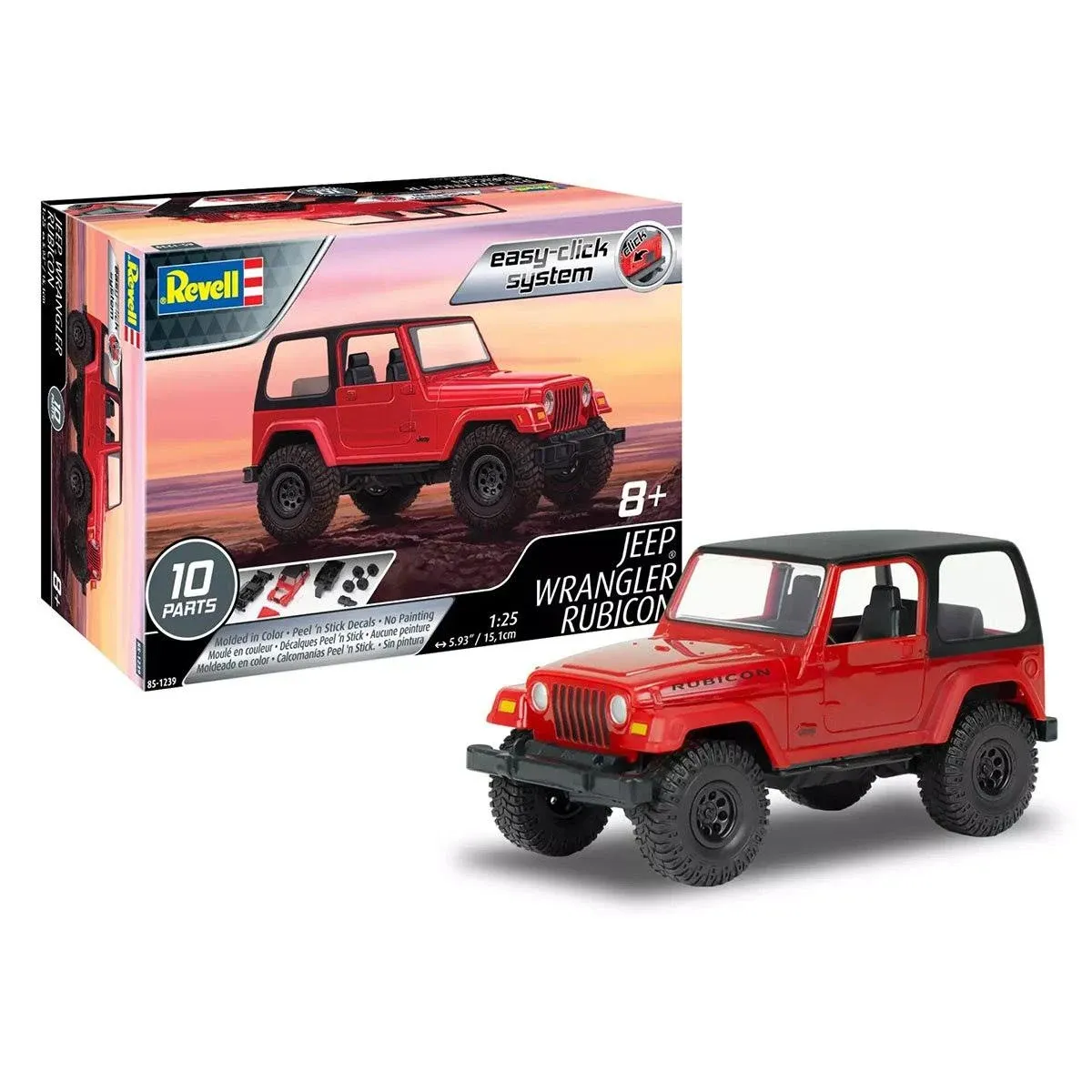 Level 2 Easy-Click Model Kit Jeep Wrangler Rubicon 1/25 Scale Model by Revell