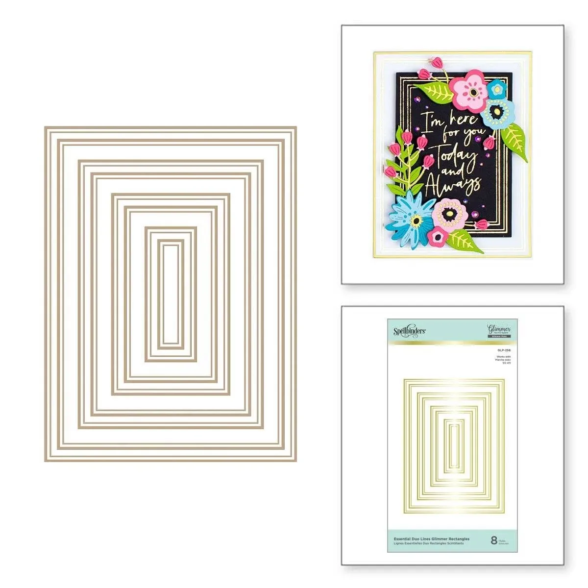 Spellbinders Glimmer Hot Foil Plates Essential Duo Lines Rectangles