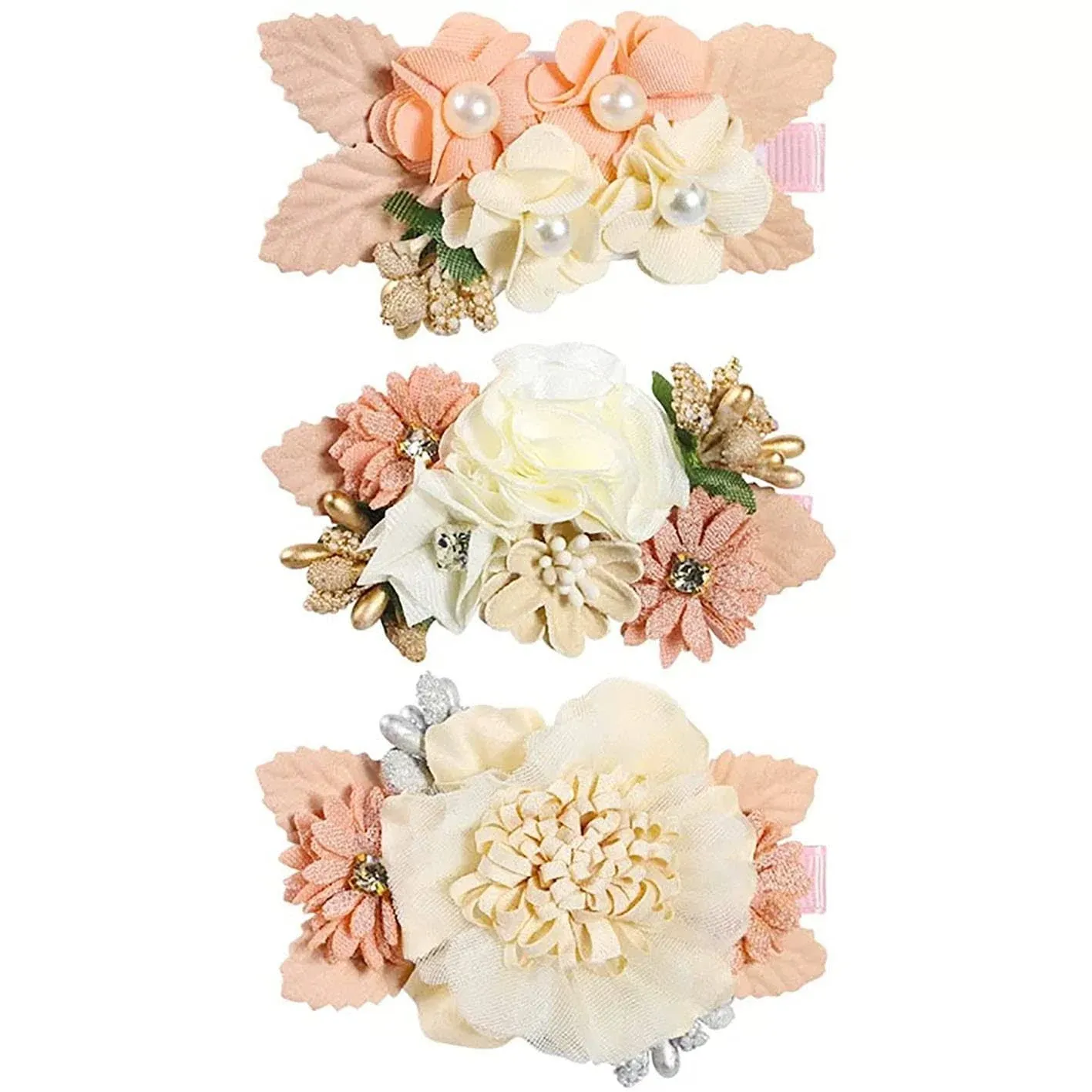 Girls Flower Hair Clips Set 3pcs Flower Hair Bows Clips Accessories for Baby ...