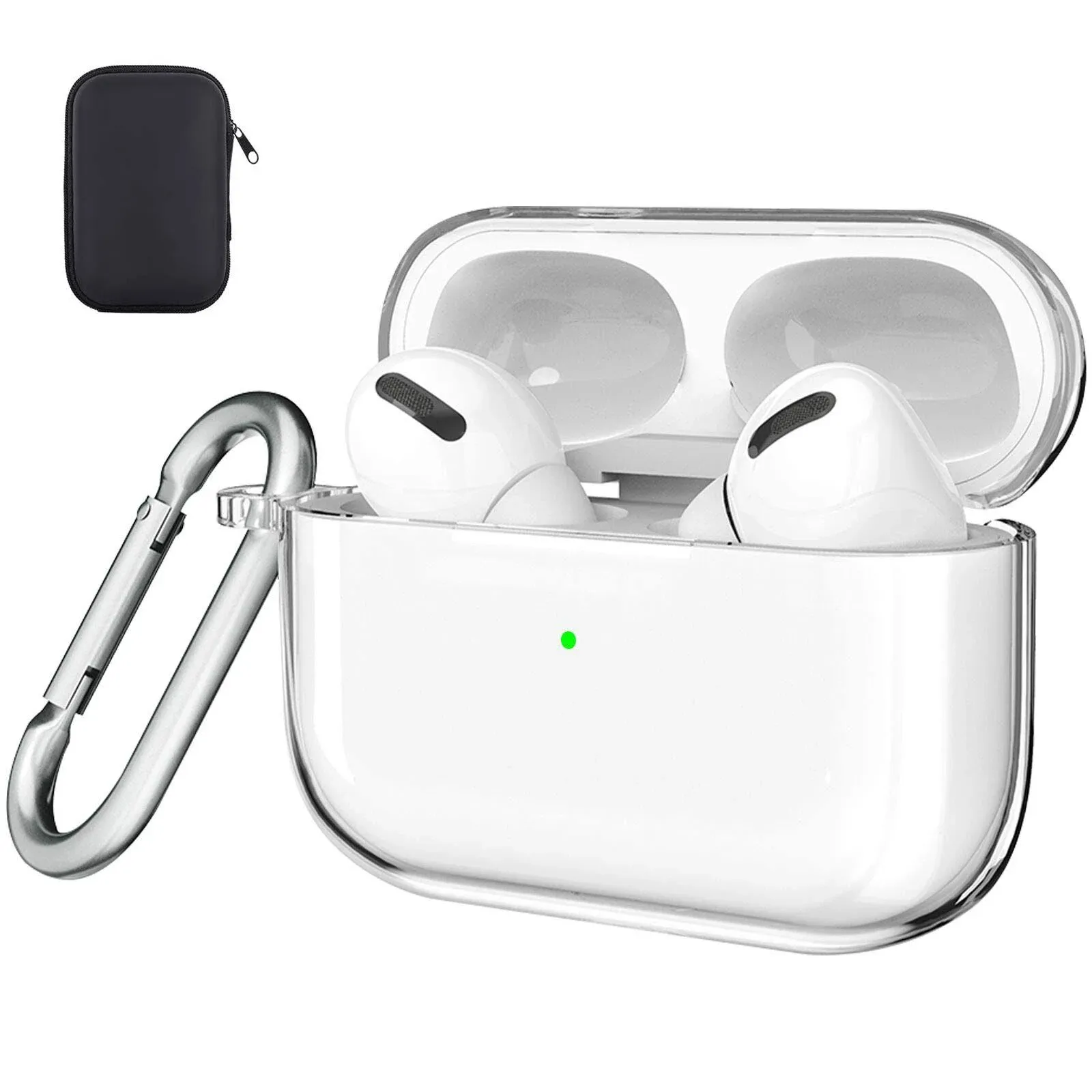 valkit Compatible Airpods Pro Case Cover, Clear Airpod Pro Soft TPU Protective Case 2019 with Keychain Shockproof Cover for Apple Airpods Pro Charging Case [Front Led Visible] - Transparent