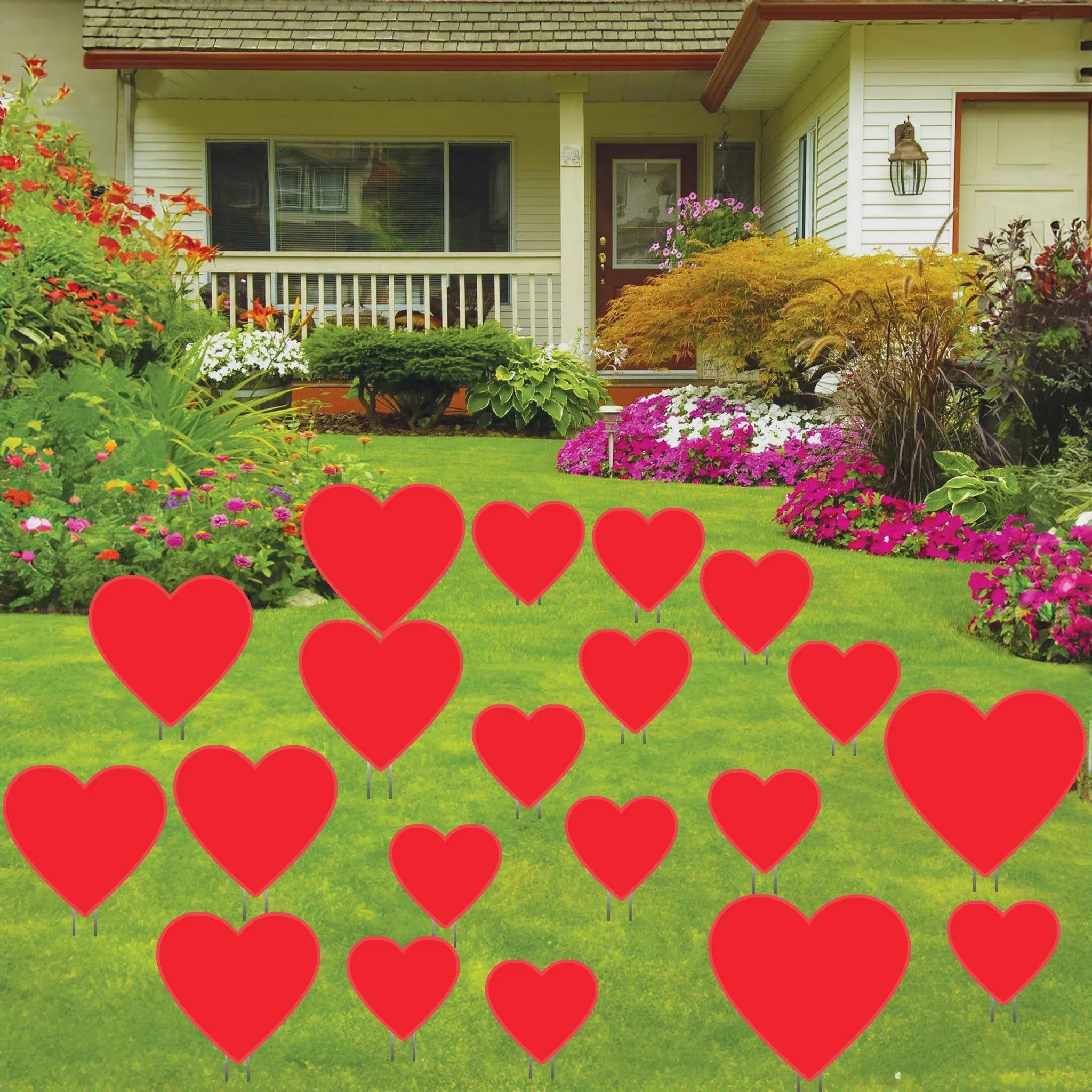 Valentine's Day Red Hearts - Yard Decoration 20 Red Hearts