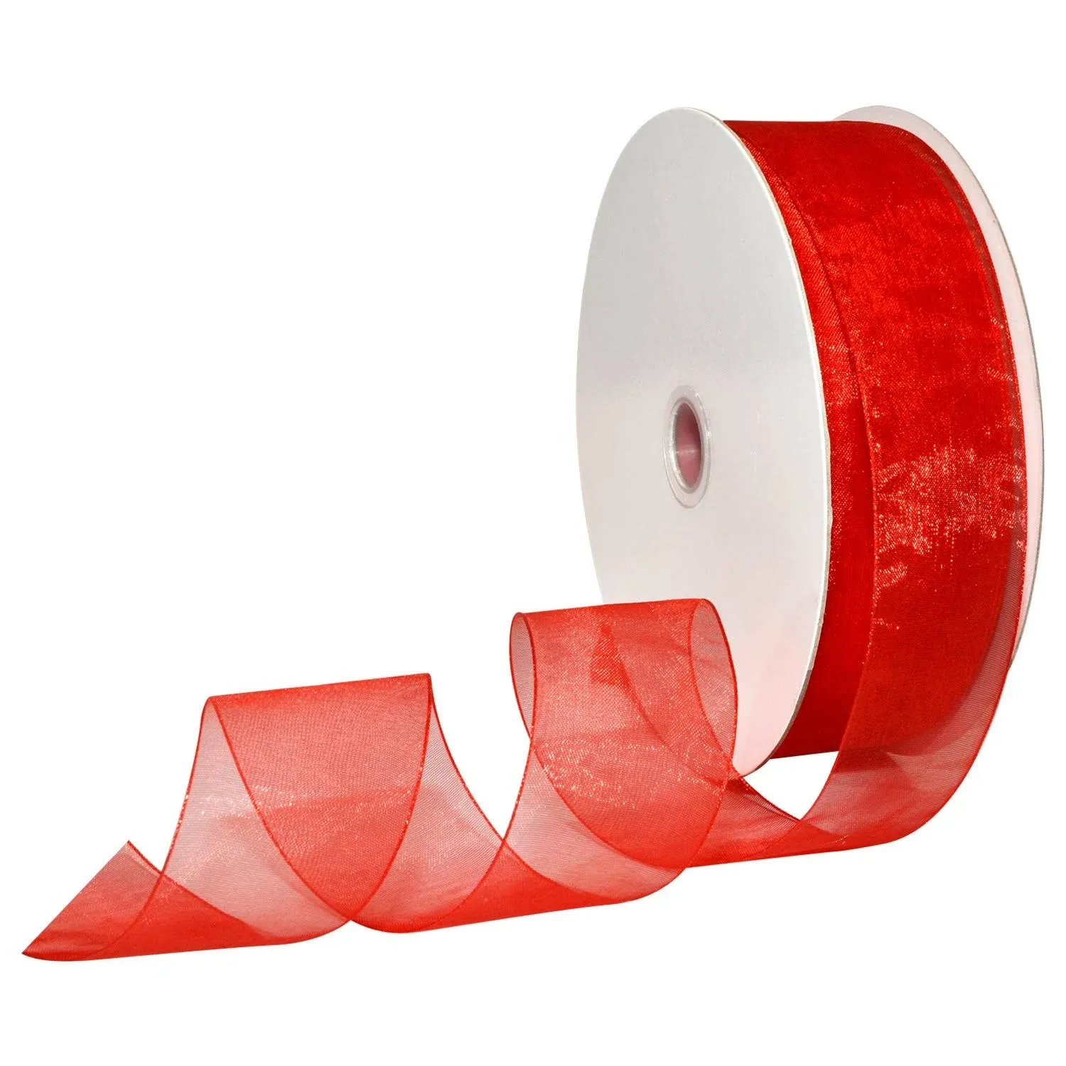 Morex Ribbon, Sheer Organdy, 1-1/2 in x 100 yd, Red