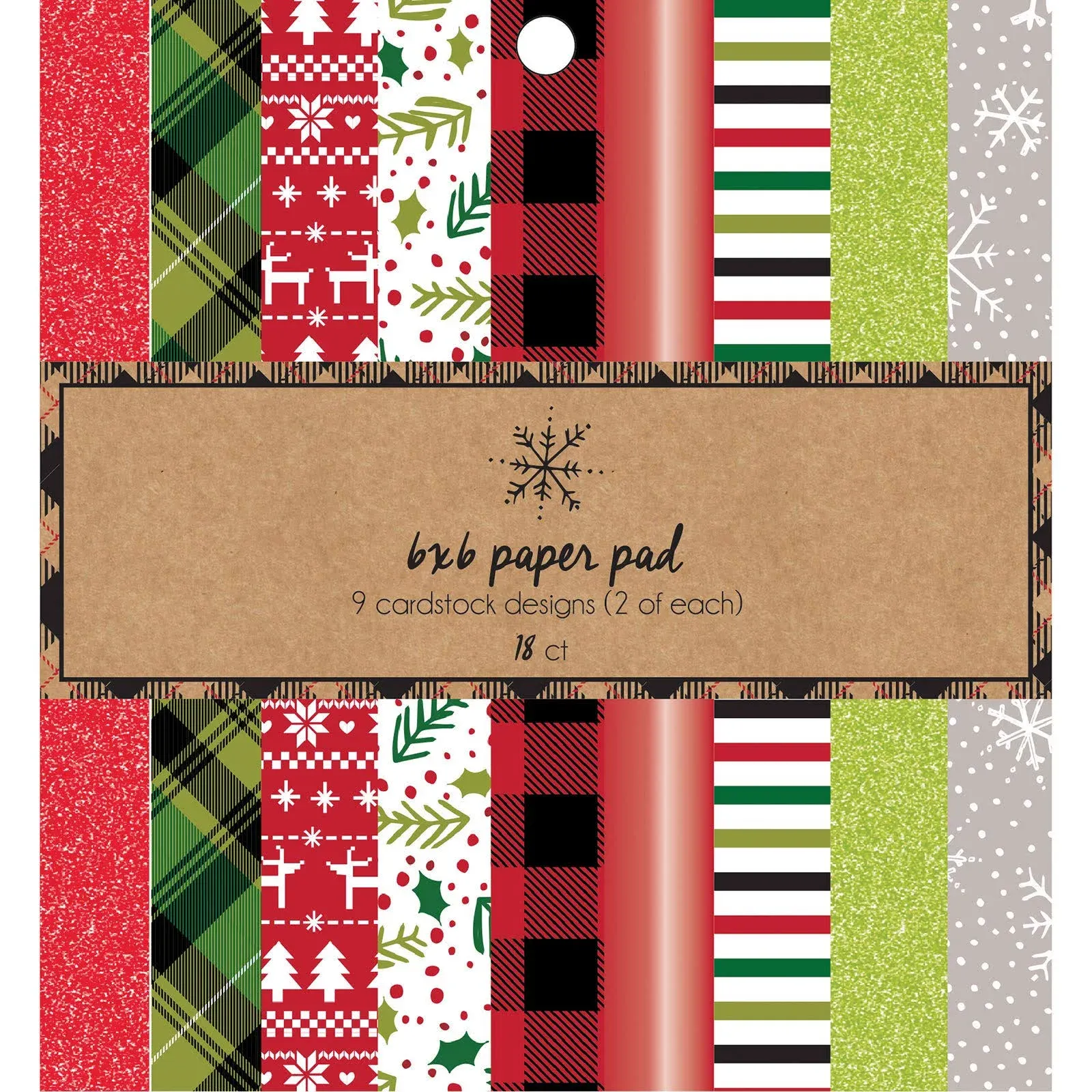American Crafts 6 x 6 Paper Cardstock Pad 18 Sheets 9 Designs Christmas Winter