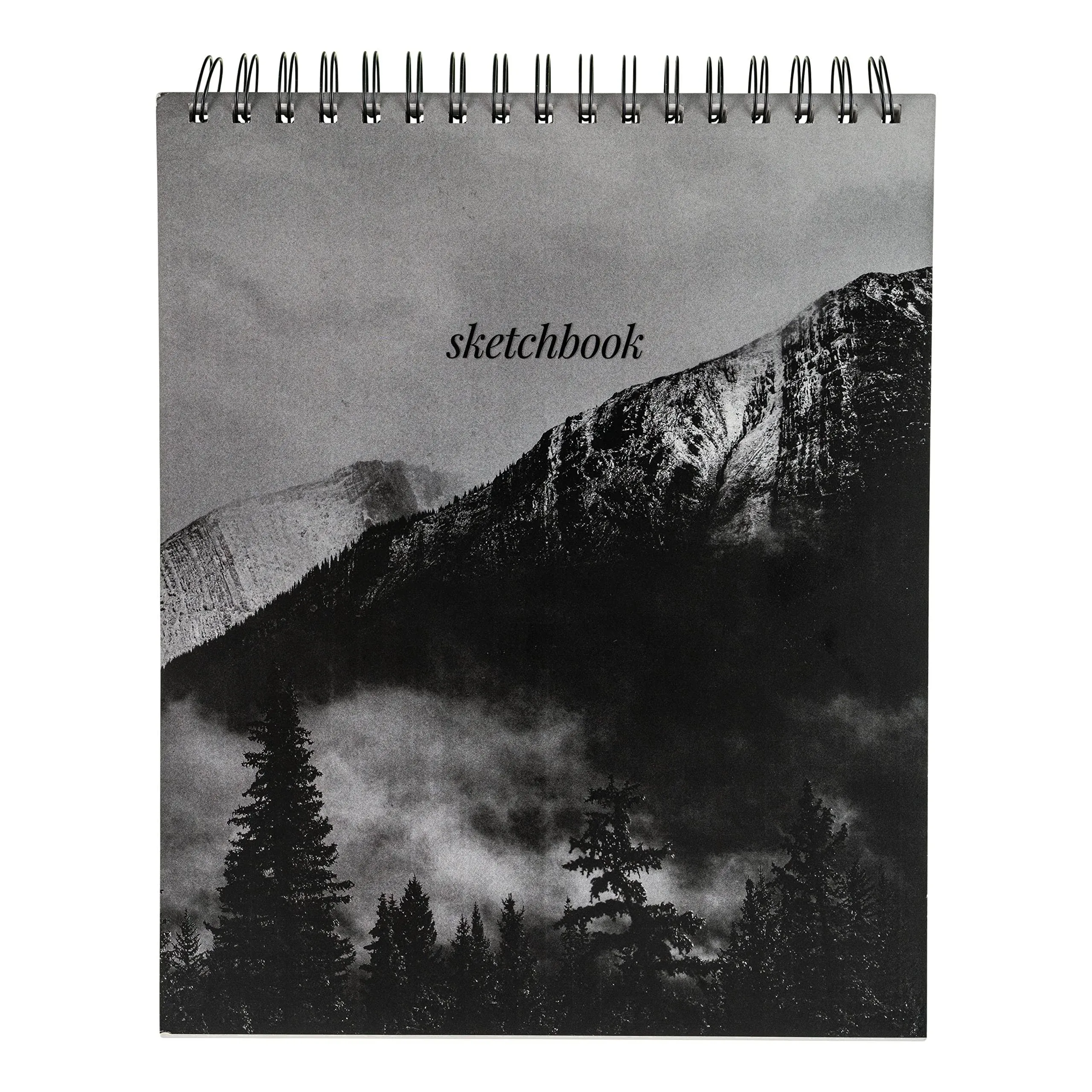 Hello, Artist! Black & White Mountains Sketchbook, White Paper